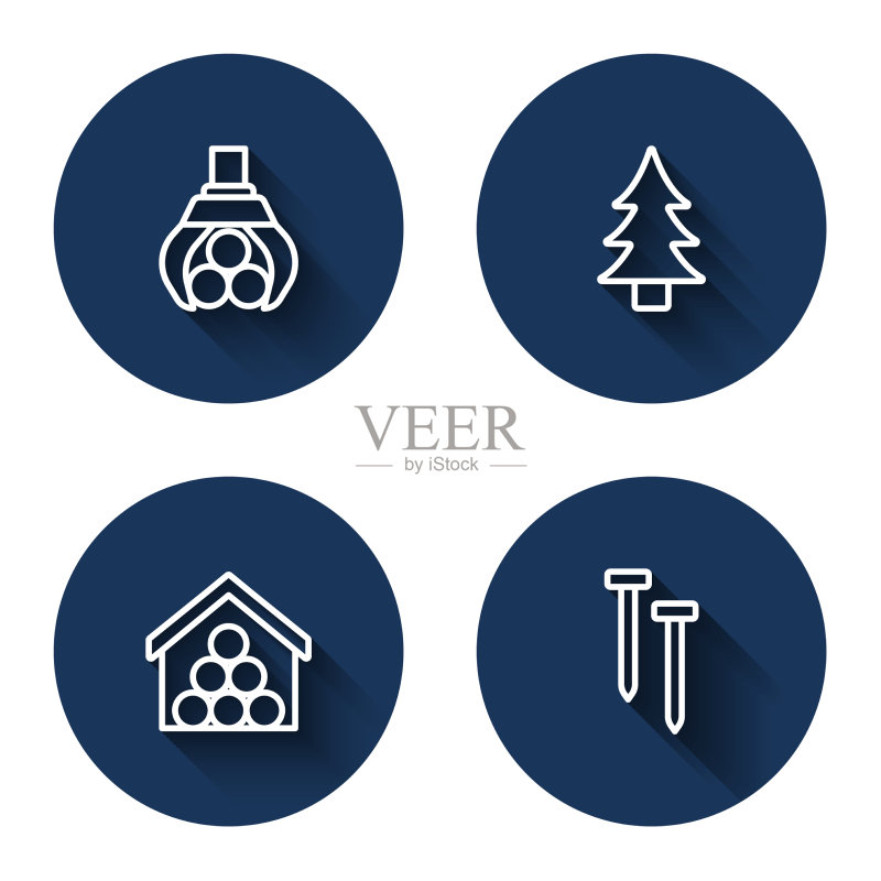 抓木机抓取原木树木线性图标图标素材
