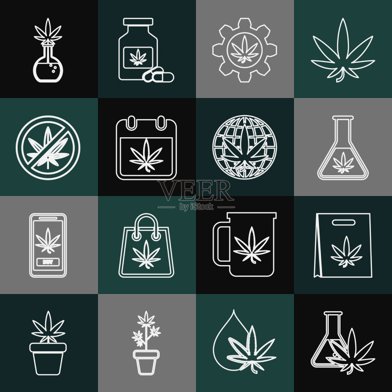 含大麻购物袋的试管图标素材