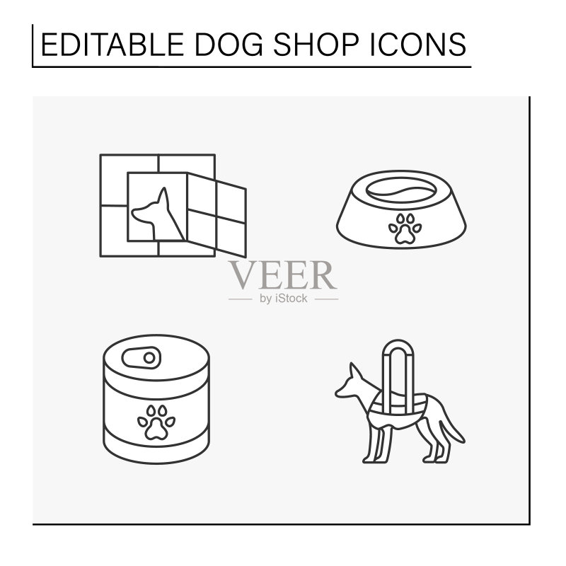 宠物店线性图标合集图标素材