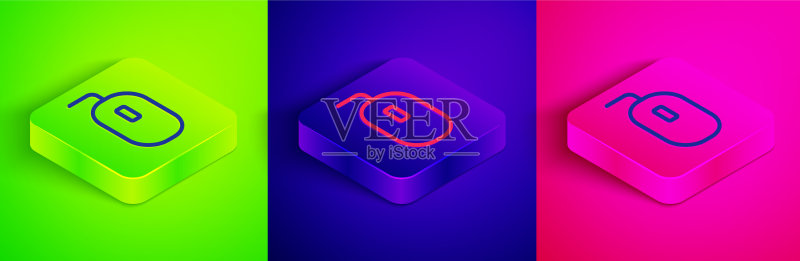 2.5D线条电脑鼠标游戏图标图标素材
