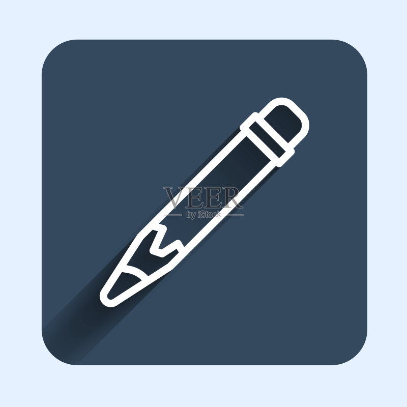 带橡皮擦的白色线条铅笔图标隔离图标素材