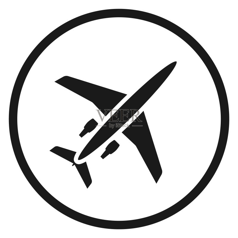 飞机图标，机场圆形标志，飞行标志图标素材