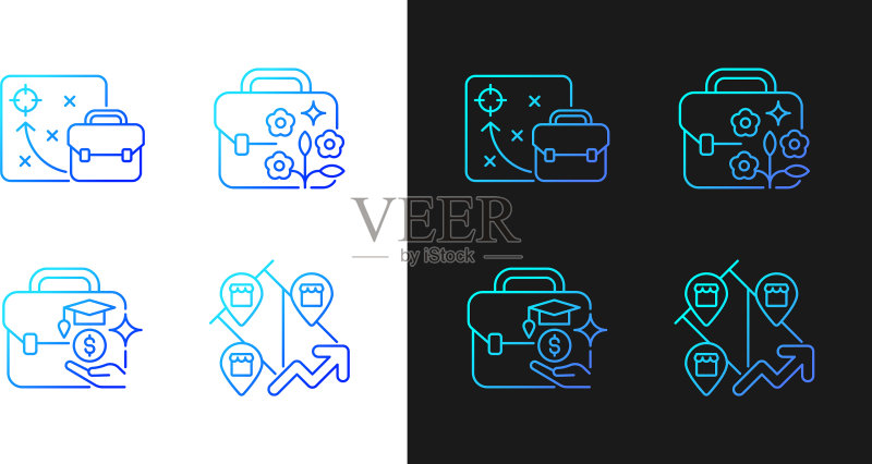 深色背景上的商业发展渐变图标图标素材