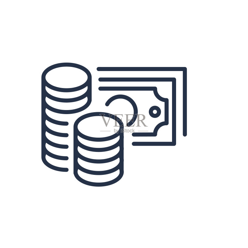 金钱细线条图标图标素材