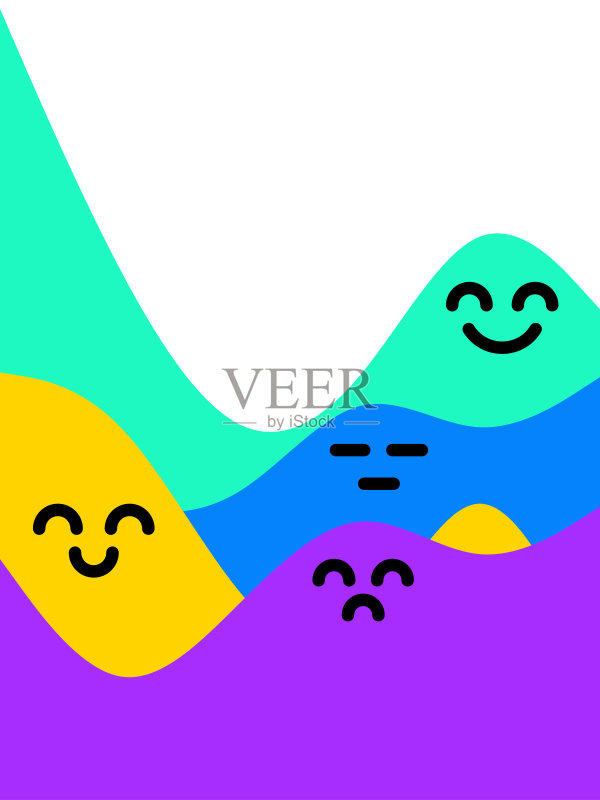 波浪图案上的表情符号图标素材