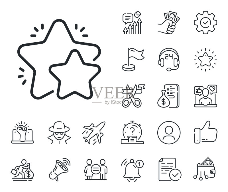 星星线条图标反馈评级标志工薪族图标素材