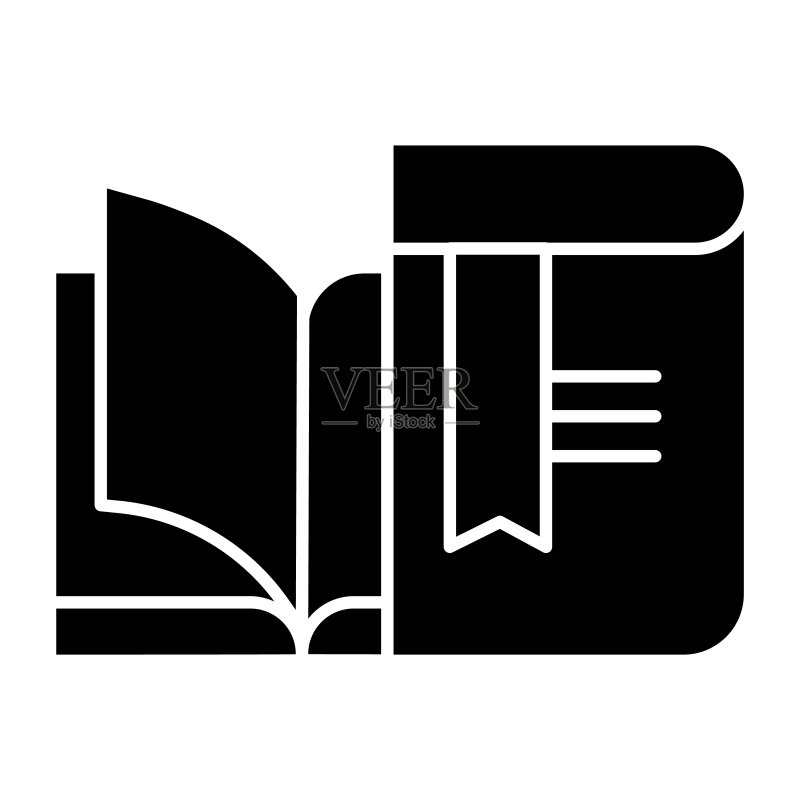 教科书和笔记本实体图标。学生用书和练习册。教育矢量概念，白色背景上的字形象形图。图标素材