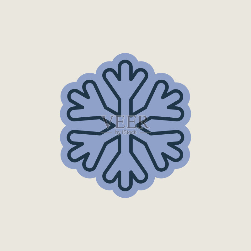 雪花矢量扁平图标：天气符号图标素材