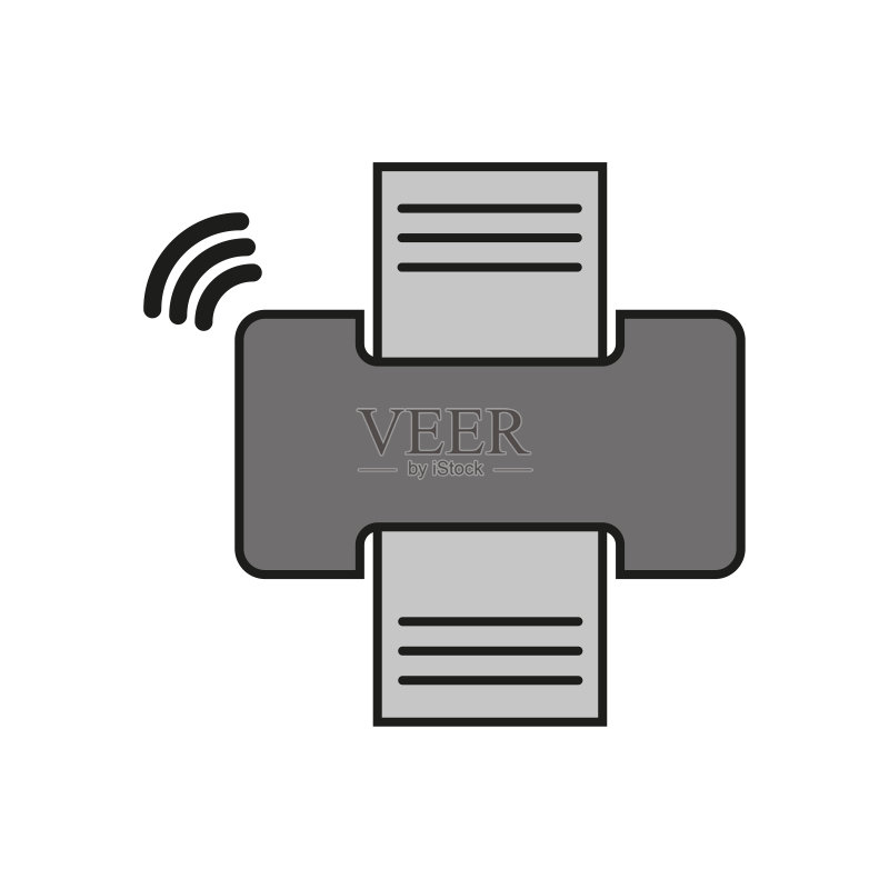 带WiFi连接的打印机图标矢量图图标素材