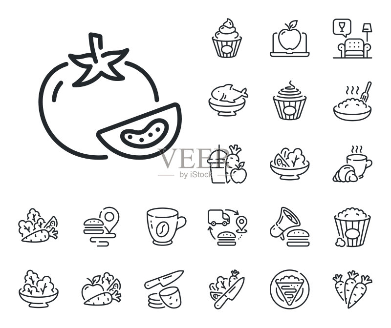番茄蔬菜食品标志线条图标：可丽饼图标素材